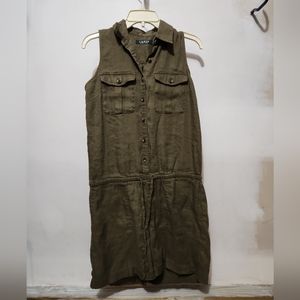 LAUREN RALPH LAUREN WOMEN LINEN BLEND CARGO ROMPER OLIVE GREEN SIZE 6